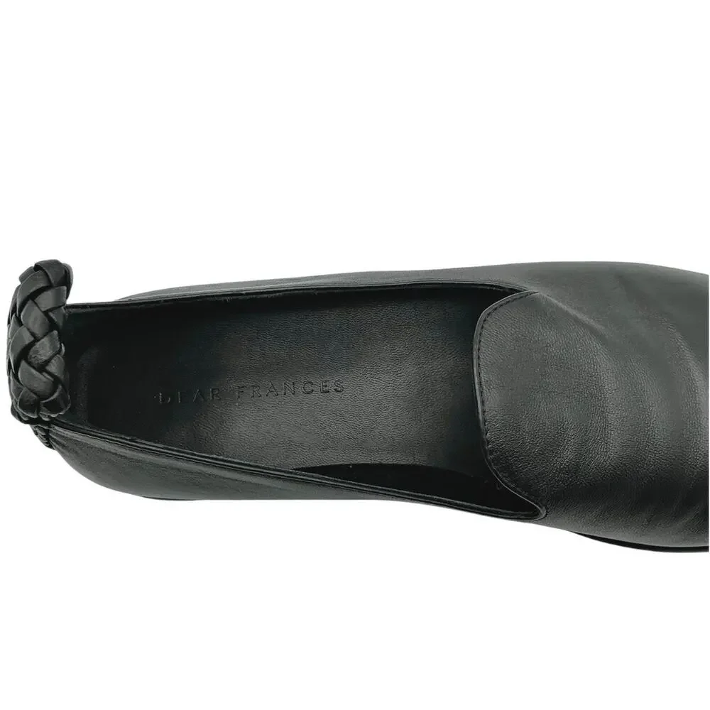 Dear Frances Mika Flat Black Leather Loafers Ballet Shoes Italy EU 37 1/2 US 7.5